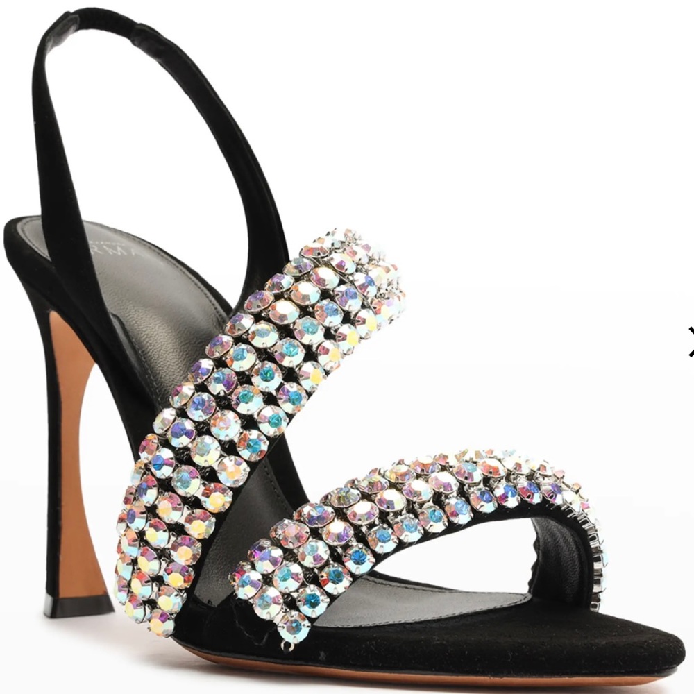 Alexandre Birman
Alannis Suede Slingback Sandals with Crystals
